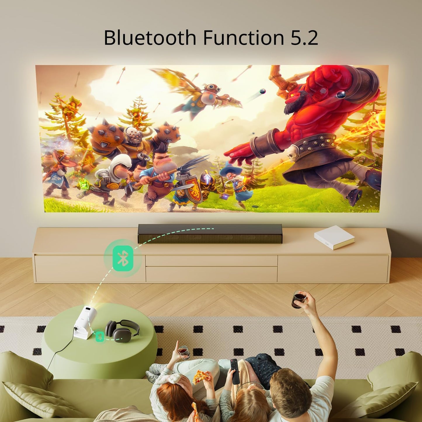 Mini Projector with Bluetooth and 50% Zoom, YOTON Y4 Auto Keystone 270° Rotation Portable Movie Projecteur 1080P Support, Compatible with Android/iOS/HDMI/PS5