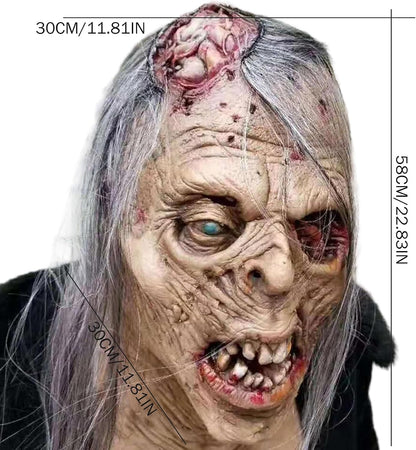 Halloween Scary Zombie Mask, Realistic Old Man Mask, Full Head Latex Zombie, Halloween Props for Masquerade, Costume Parties