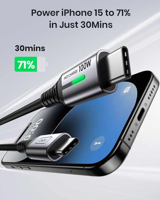 USB C to USB C Cable, INIU 100W PD Fast Charging Type C to Type C Cable 6.6ft, Nylon Braided USB-C Cord Phone Charger for iPhone 15 Pro Max Samsung S23 S22 Ultra Note 20 iPad MacBook Tablets LG Google - PuriLite