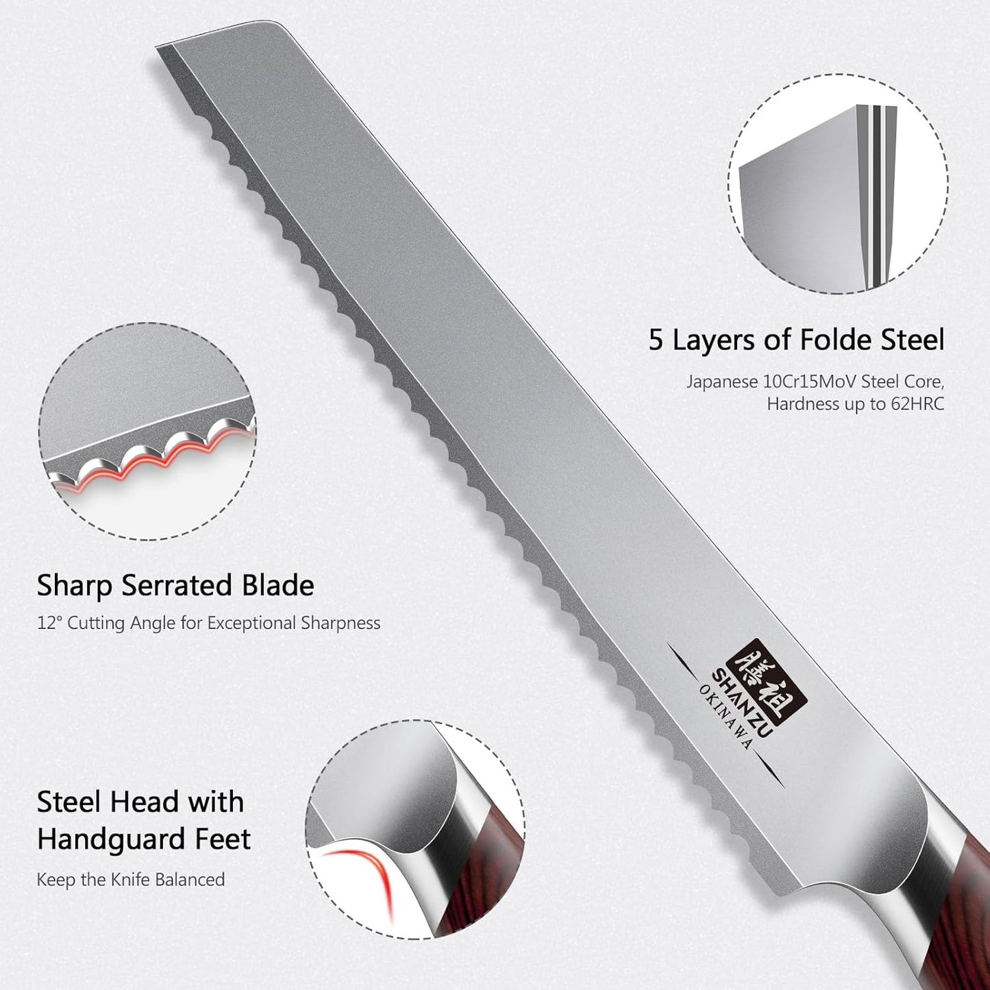 SHAN ZU Fillet Knife 7 inch, Razor Sharp Boning Knife for Meat in 10Cr15Mov Japanese High Carbon Steel Fish Knife, Professional Kitchen with Flexible Blade and Ergonomic Pakkawood Handle