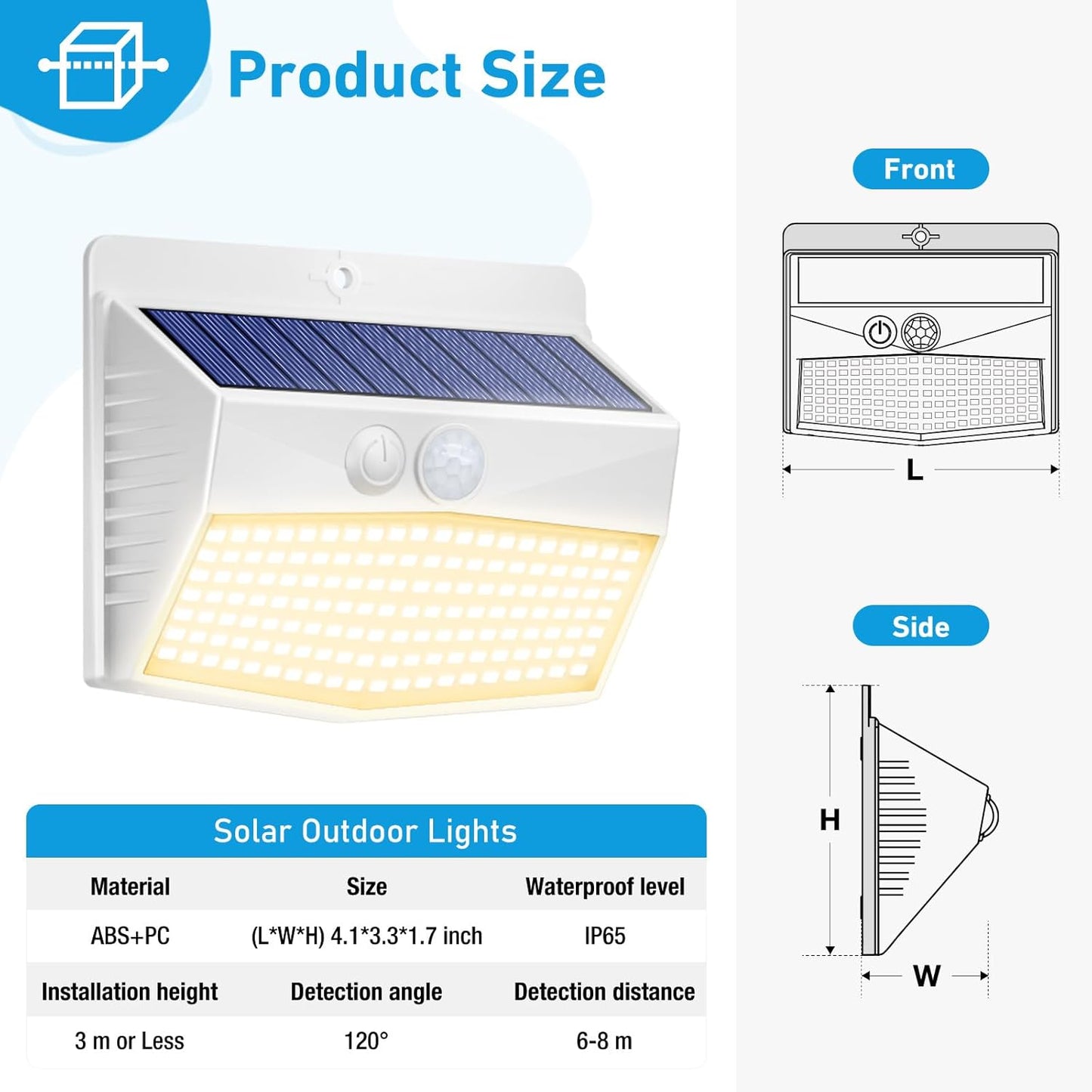 Solar Lights Outdoor, [ 8 Pack/138LED ] Solar Motion Sensor Light Outdoor with 3 Lighting Modes Wireless Waterproof Solar Wall Lights Solar Security Lights for Fence Yard Garden Deck Garage