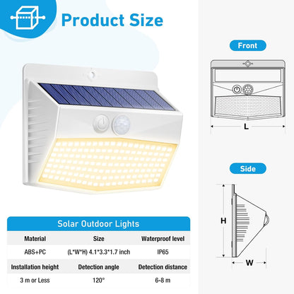 Solar Lights Outdoor, [ 8 Pack/138LED ] Solar Motion Sensor Light Outdoor with 3 Lighting Modes Wireless Waterproof Solar Wall Lights Solar Security Lights for Fence Yard Garden Deck Garage