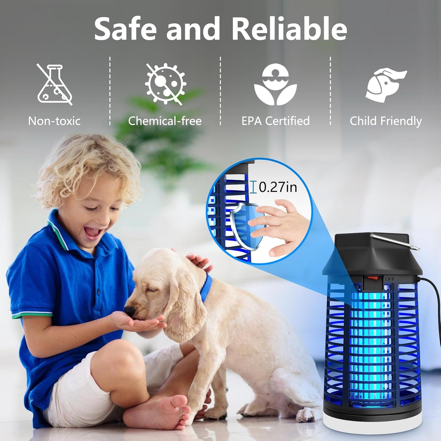 ZENLEA Bug Zapper Outdoor with LED Light, Bug Zapper Indoor, 4200V Mosquito Zapper Outdoor,Waterproof Mosquito Killer, Electric Fly Zapper Fly Traps for Camping Backyard Patio Garden, Plug-in
