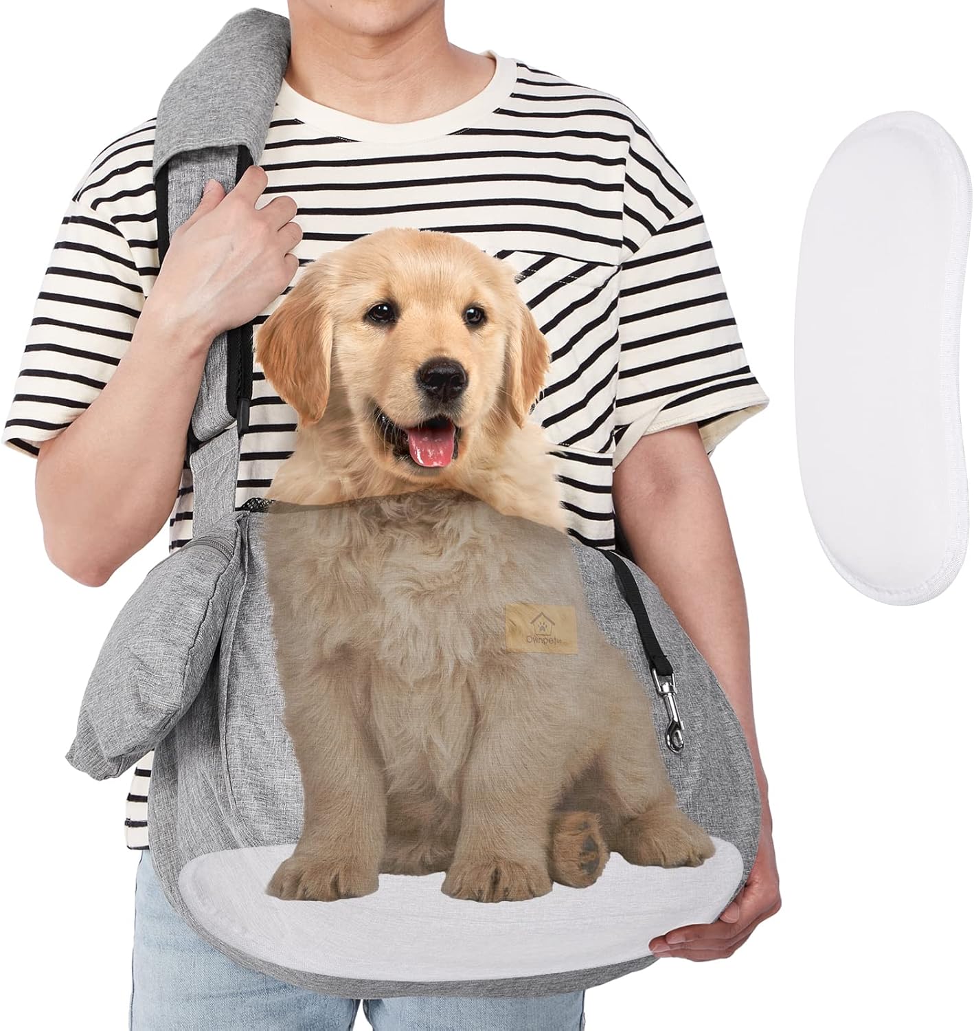 Ownpets Pet Dog Sling Carrier Bag Adjustable Padded Strap Dog Hand Free Safe Mesh Pet Carrier for Small Medium Dog Cat, Fit 10lbs up to 20 Pounds