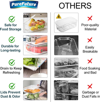 Pure Future 50-Piece Large Airtight Food Storage Containers with Lids, BPA-Free Stackable & Microwave Safe Kitchen Set for Meal Prep, Freezer Use - 25 Containers & Lids, Leakproof Design