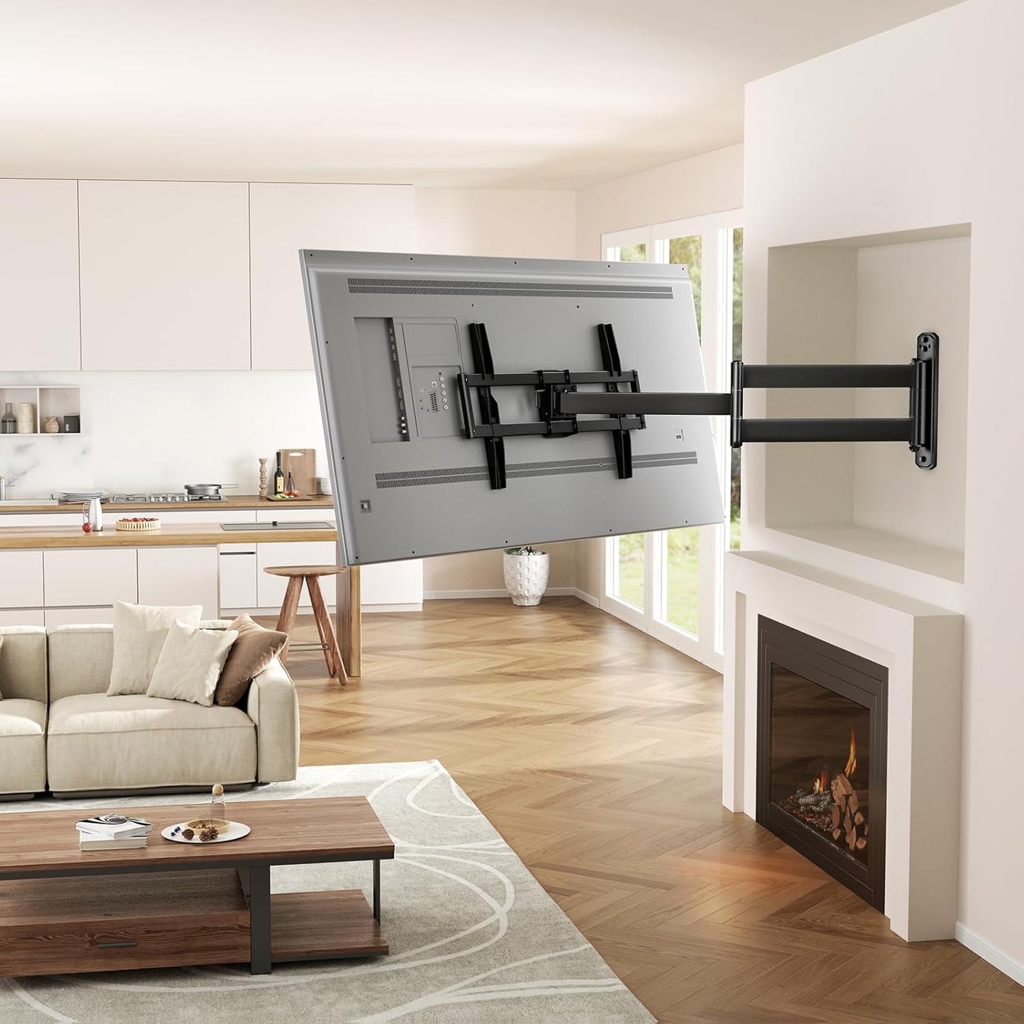 Pipishell Full-Motion Long-Arm TV Wall Mount for 32-75 Inch TVs up to 100 lbs, Wall Mount TV Bracket with 32.37” Extension, Swivel & Tilt, Space-Saving Corner TV Mount, Max VESA 600x400mm, PILF18 - PuriLite