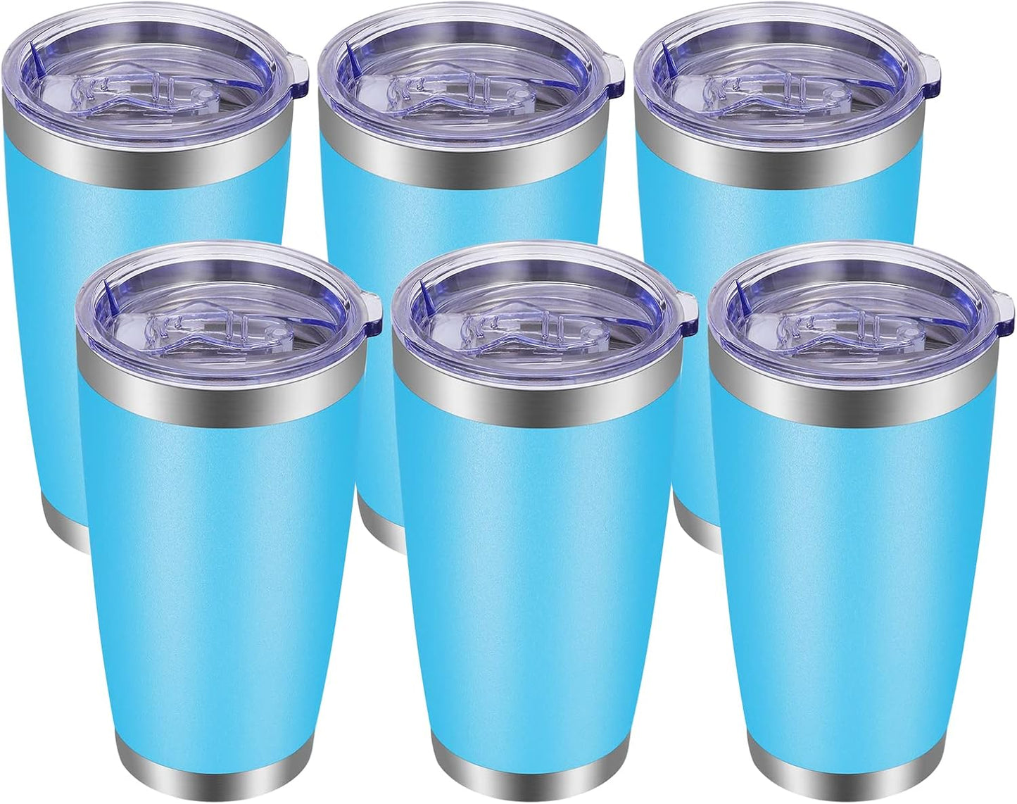 VEGOND 20oz Tumbler with Lid and Straw Stainless Steel Tumbler Cup Bulk Vacuum Insulated Double Wall Travel Coffee Mug Powder Coated Coffee Cup (Bluish Violet 6 Pack)