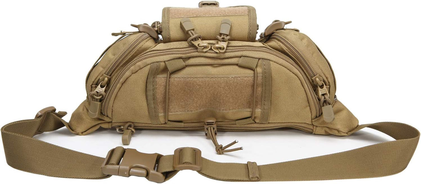 Tactical Fanny Pack Military Waist Bag Pack Utility Hip Pack Bag with Adjustable Strap Waterproof for Outdoors Fishing Cycling Camping Hiking Traveling Hunting Shopping Dog Walking