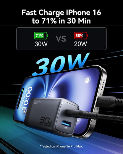 INIU USB C Charger, 2-Pack 30W PD QC 3.0 Dual Port Fast Charging Type C Charger Block with 5ft USB-C Cable, Compact USB C Wall Charger with Foldable Plug for iPhone 16 15 Pro Max Samsung S23, Yellow