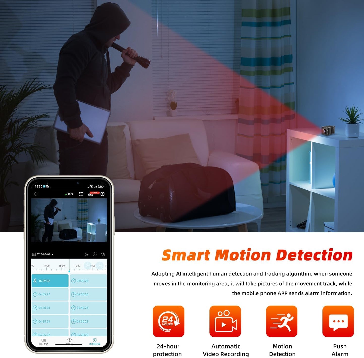 Mini Hidden Camera,1080P HD Spy Camera with Cloud Storage, Night Vision, AI Motion Detection