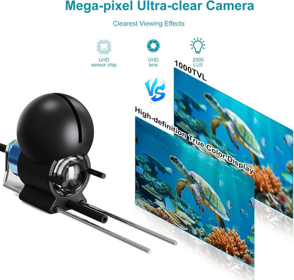 Underwater Fishing Camera with 4.3 Inch LCD, 5000mAh Battery, Infrared Night Vision Light, Portable Fish Finder with 100ft Cable for Ice Lake Boat Kayak Fishing