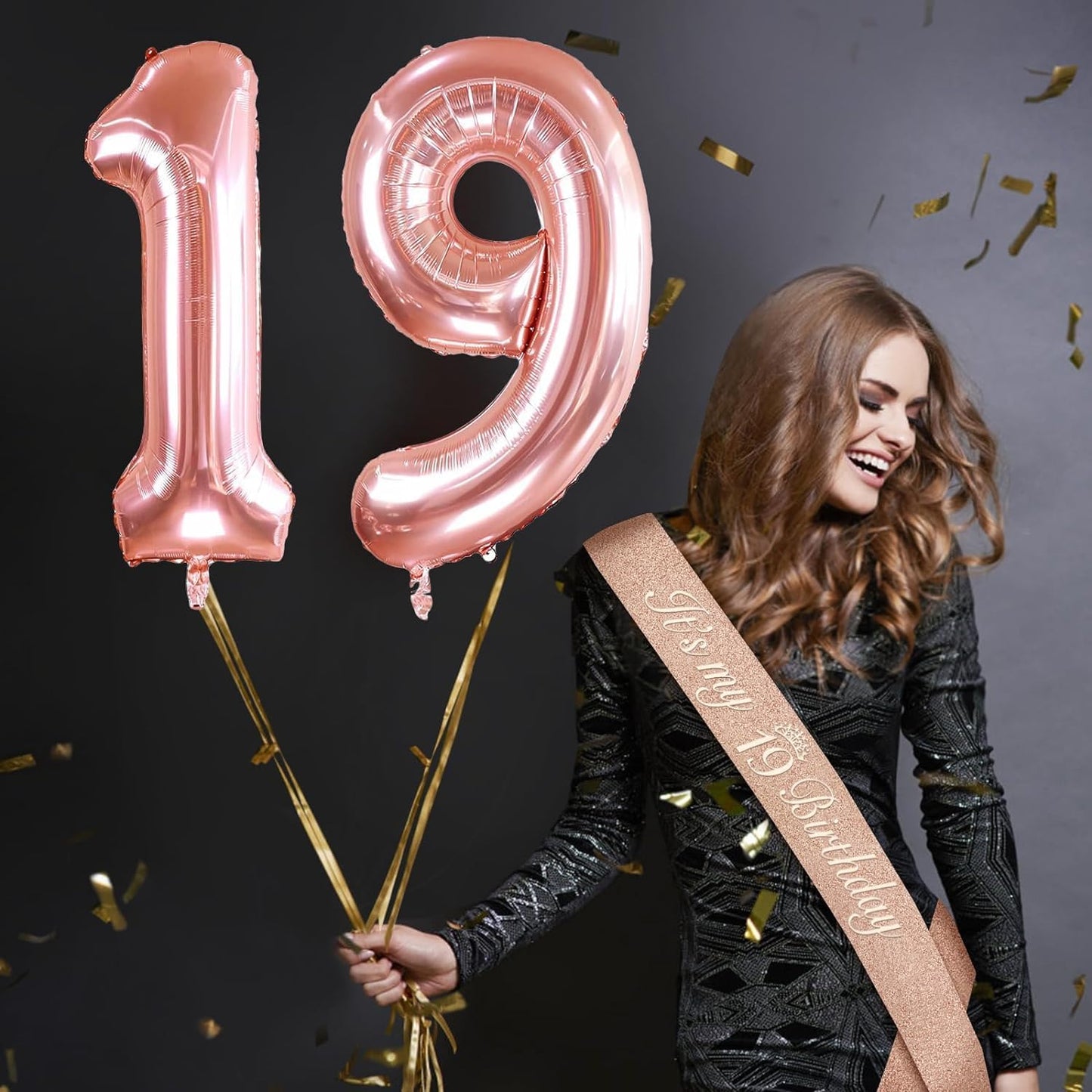 65th Birthday Decorations for Women, Including 65th Birthday Sash and Crown, Cake Topper and Candles, Number Balloons Rose Gold, 65 Year Old Gifts for Women