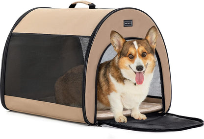 PETSFIT Soft Sided Dog Crate, Travel Dog Crate - 19 Inch Lightweight, Roomy, Easy to Set Up, Sturdy Portable Dog Kennel with Thick Mat, Navy Blue