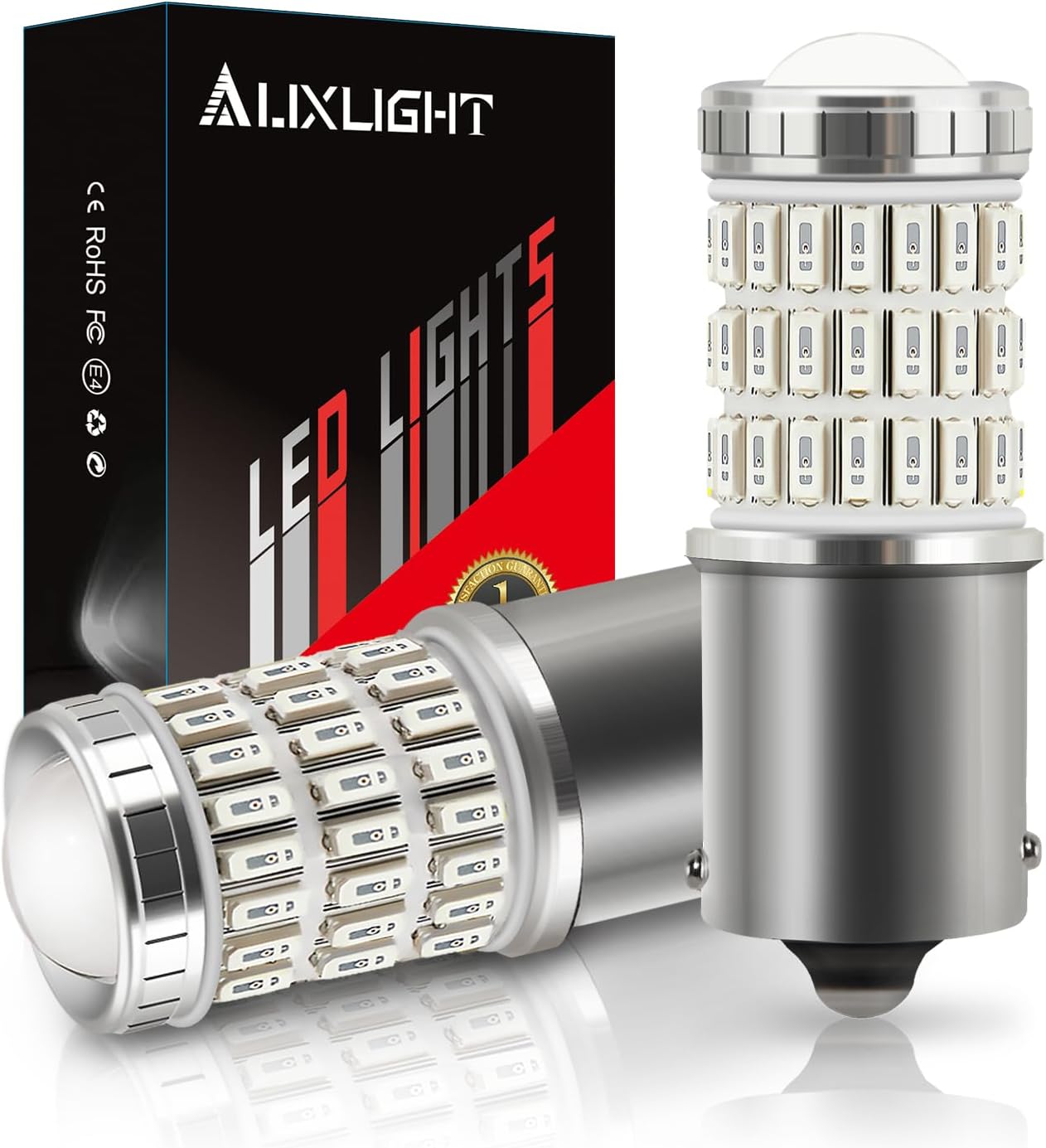 AUXLIGHT 3157 3156 4157 3057 3357 LED Bulbs, Ultra Bright 60-SMD LED Replacement for Turn Signal Blinker Lights, Brake/Tail Lights, Parking/Running Lights, Amber Yellow (Pack of 2)
