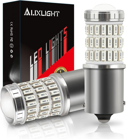 AUXLIGHT 3157 3156 4157 3057 3357 LED Bulbs, Ultra Bright 60-SMD LED Replacement for Turn Signal Blinker Lights, Brake/Tail Lights, Parking/Running Lights, Amber Yellow (Pack of 2)
