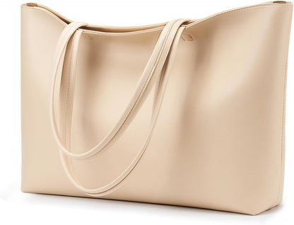 KALIDI Tote Bag Zipper Shoulder Bag Faux Leather Purses for Women Large Casual Handbag Work Dating College
