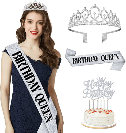 65th Birthday Decorations for Women, Including 65th Birthday Sash and Crown, Cake Topper and Candles, Number Balloons Rose Gold, 65 Year Old Gifts for Women