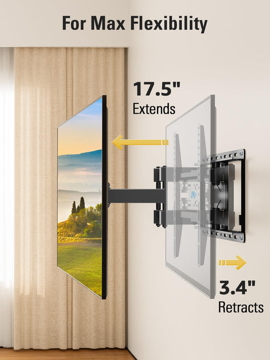 Mounting Dream TV Wall Mount for Most 32-65" Flat Screen TVs, Full Motion TV Mount with Dual Swivel Articulating Arms, Easy for TV Centering, Max VESA 400x400mm, 99 lbs Loading MD2380 - PuriLite