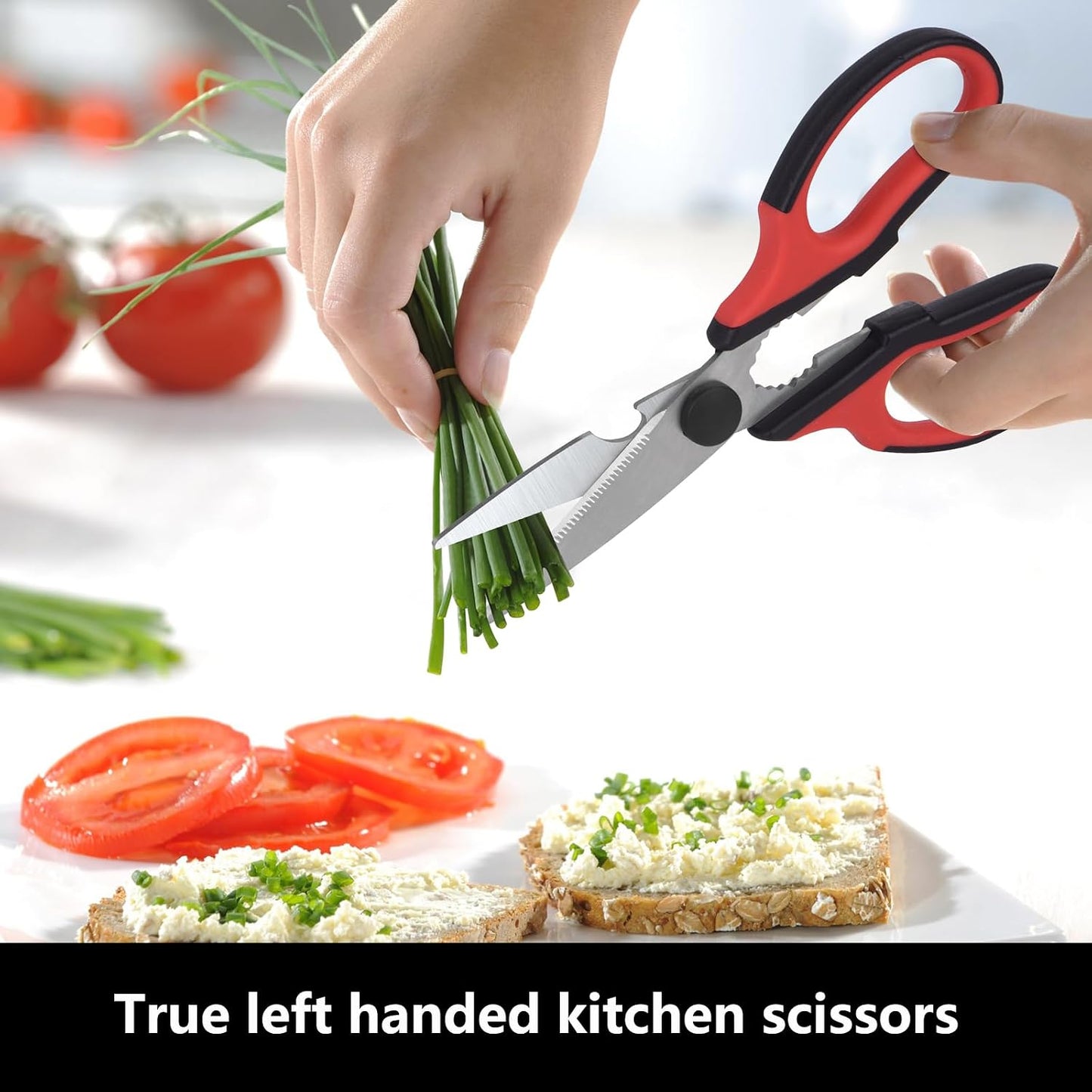 Left Handed Scissors, Kitchen Shears and Can Opener, Peeler Set (4 in 1) | Lefty Tools Utensils， for Left Hand People/Adults， Kitchen Poultry Shears