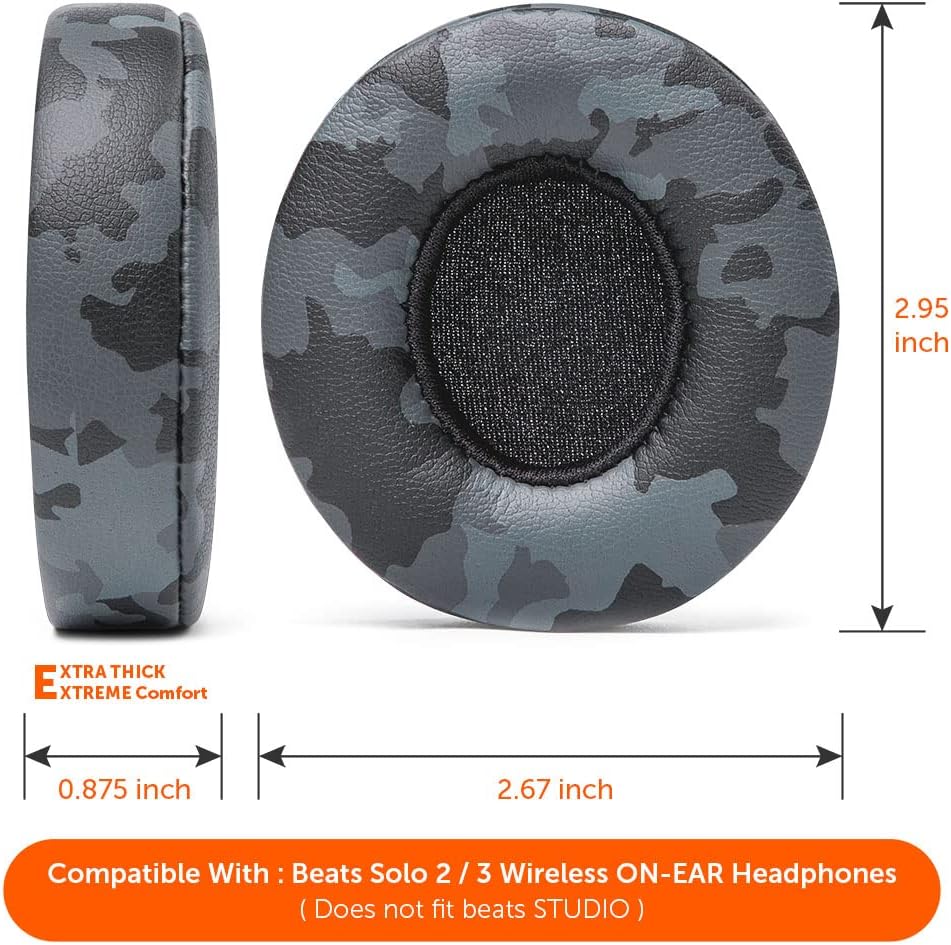 WC Extra Thick Replacement Earpads for Beats Solo 2 & 3 by Wicked Cushions - Ear Pads for Beats Solo 2 & 3 Wireless ON-Ear Headphones - Soft Leather, Luxury Memory Foam, Strong Adhesive | White