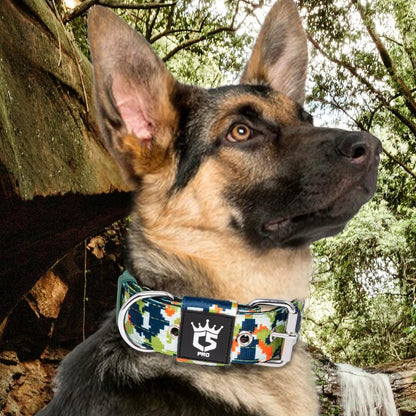 TSPRO Tactical Dog Collar 1.5 inch Wide Dog Collar Military Grade Strong Dog Collar Thick Dog Collar Heavy Duty Metal Buckle Dog Collar(Green-L)