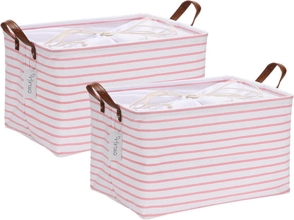 Hinwo 6-Pack Small Canvas Fabric Storage Baskets Set with Handles, Open Storage Bins, Cube Storage Organizer, Shelf Organizer Bins for Closet, 7.9L, 12 x 8 x 5 Inches, Grey Stripe