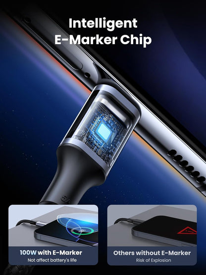 UGREEN USB C Cable 100W 2Pack, USB C to C PD Type C Fast Charge Compatible with MacBook Pro Air, iPad, Dell XPS 13 15, iPhone 16 15 Series, Galaxy S25 S24 S23 S22 Ultra, Pixel 9 8 7, 1.5ft