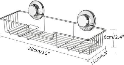 SANNO Vacumn Suction cups Shower Caddy Soap Dish Double Bath Hook-Bath Organizer Kitchen Storage Basket for Shampoo, Conditioner, Soap- Anti Rust stainless steel (set of 3)