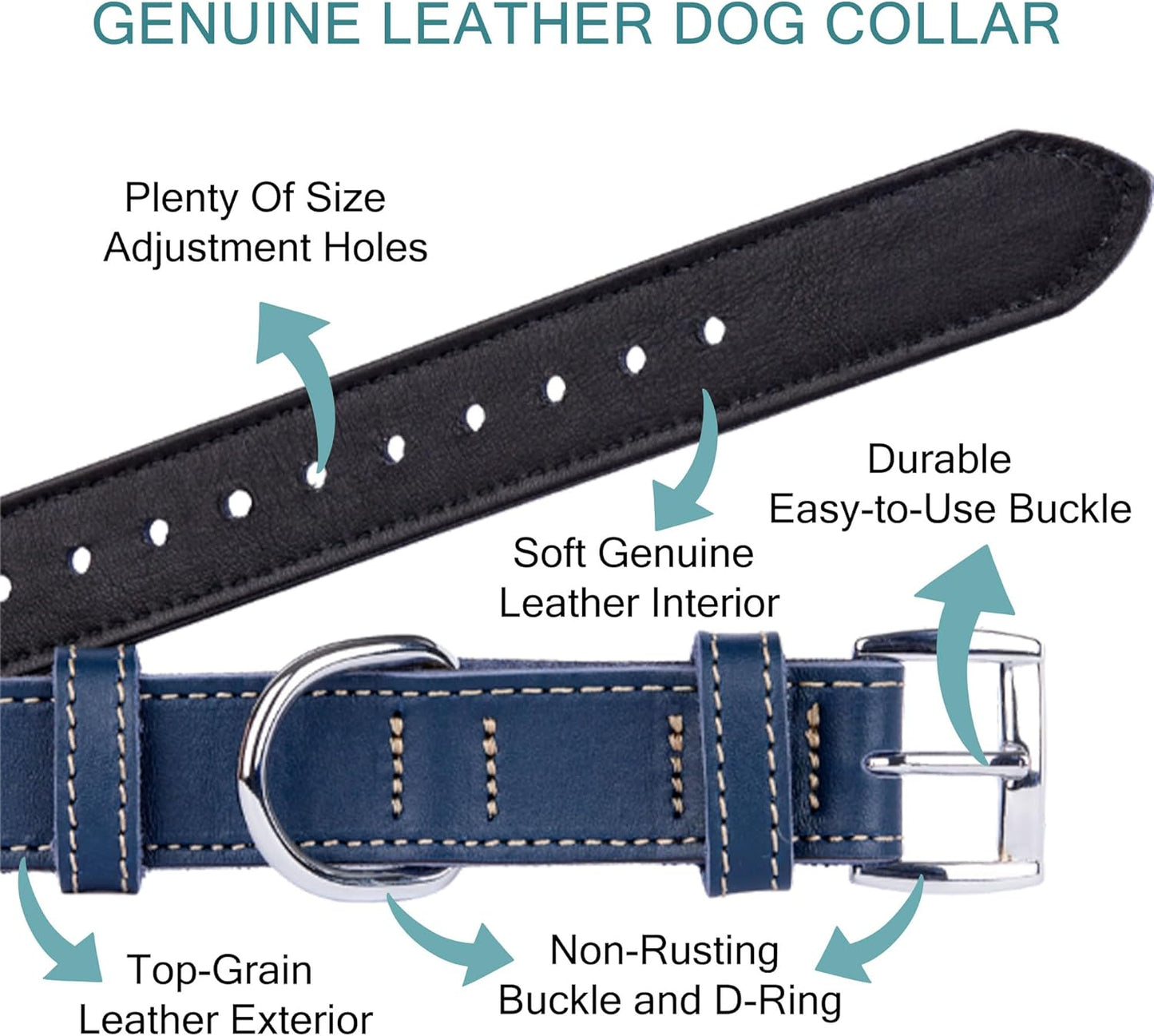 TORRUNA Soft Leather Dog Collar | Dog Collars for Small, Medium and Large Dogs | Durable Heavy Duty Dog Collars