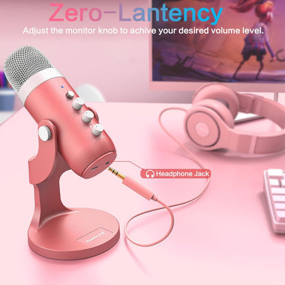 ZealSound USB Microphone,Condenser Phone Computer PC Mic kit,Plug&Play Gaming Microphones for PS 4&5.Mic Gain&Volume Control,Echo &Mute Button for Vocal,Record,Streaming,Discord YouTube Podcast on Mac