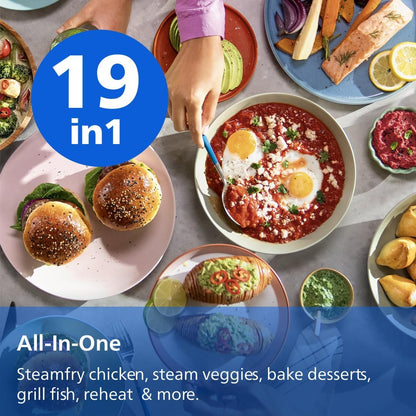 Philips 5000 Series 9.6qt (9L) Dual Basket All-in-One Air Fryer & Steam Cooker – 19 in One Cooking Functions, RapidAir Plus + Steam, Auto Steam Clean (NA555/00)