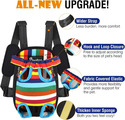 Pawaboo Pet Carrier Backpack, Adjustable Pet Front Cat Dog Carrier Backpack Travel Bag, Legs Out, Easy-Fit for Traveling Hiking Camping for Small Medium Dogs Cats Puppies, Medium, Black