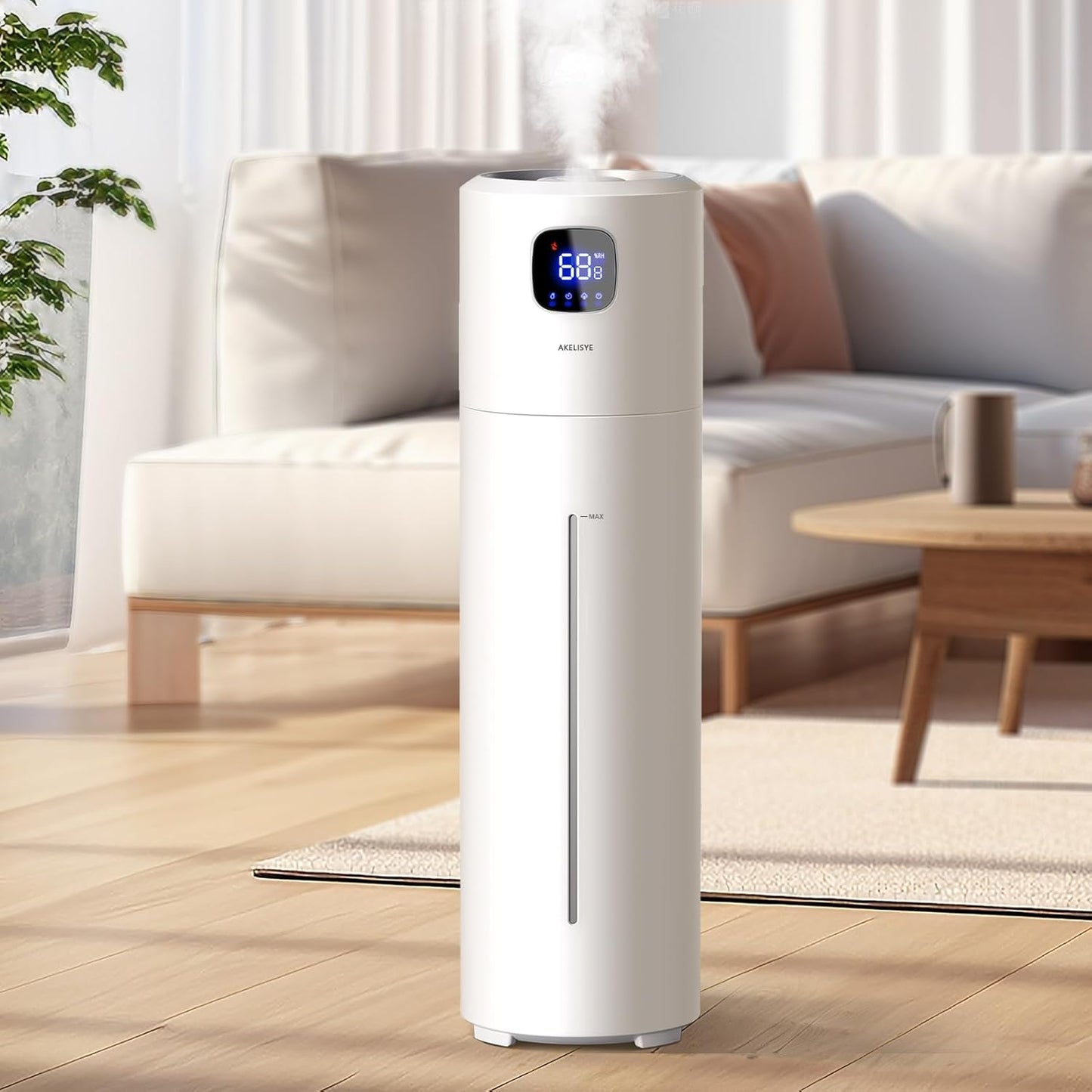 9L Large Cool Mist Humidifier for Bedroom – Quiet Ultrasonic Top-Fill Humidifier with Essential Oil Diffuser, 360° Nozzle, 25W Rapid Humidification for Large Rooms (White) - PuriLite