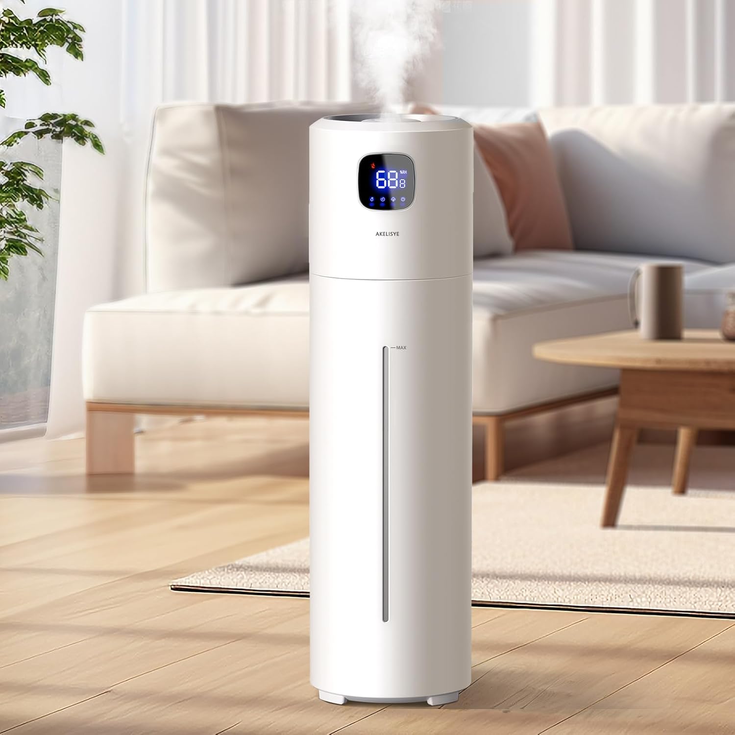9L Large Cool Mist Humidifier for Bedroom – Quiet Ultrasonic Top-Fill Humidifier with Essential Oil Diffuser, 360° Nozzle, 25W Rapid Humidification for Large Rooms (White) - PuriLite