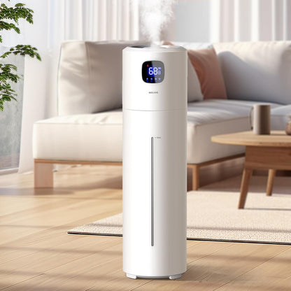 9L Large Cool Mist Humidifier for Bedroom – Quiet Ultrasonic Top-Fill Humidifier with Essential Oil Diffuser, 360° Nozzle, 25W Rapid Humidification for Large Rooms (White) - PuriLite