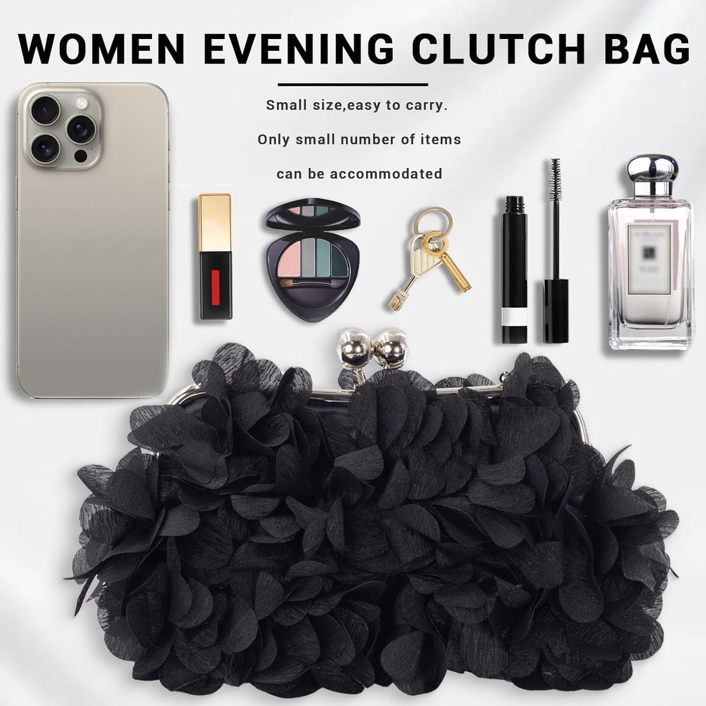 JAMBHALA Clutch Evening Handbags Floral Appliques Small Clutch Purses for Women