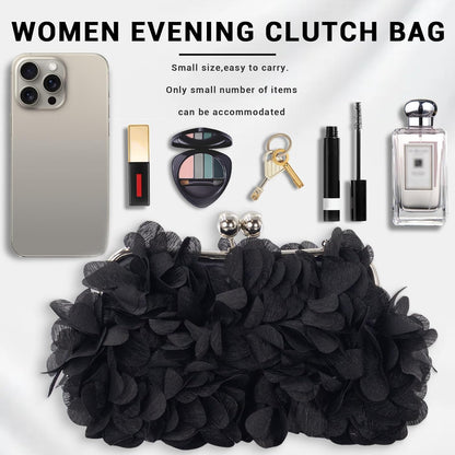 JAMBHALA Clutch Evening Handbags Floral Appliques Small Clutch Purses for Women