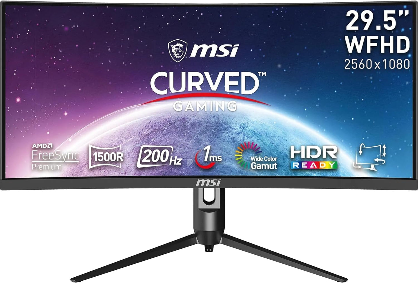 MSI Optix MAG342CQR 1500R Curvature 21:9 Aspect Ratio Narrow Bezel 1ms 3440x1440(UWQHD) 144Hz Refresh Rate Tilt/Swivel/Height/Pivot Adjustment 34" AMD Freesync Gaming Curved Monitor, Black, Pack of 1