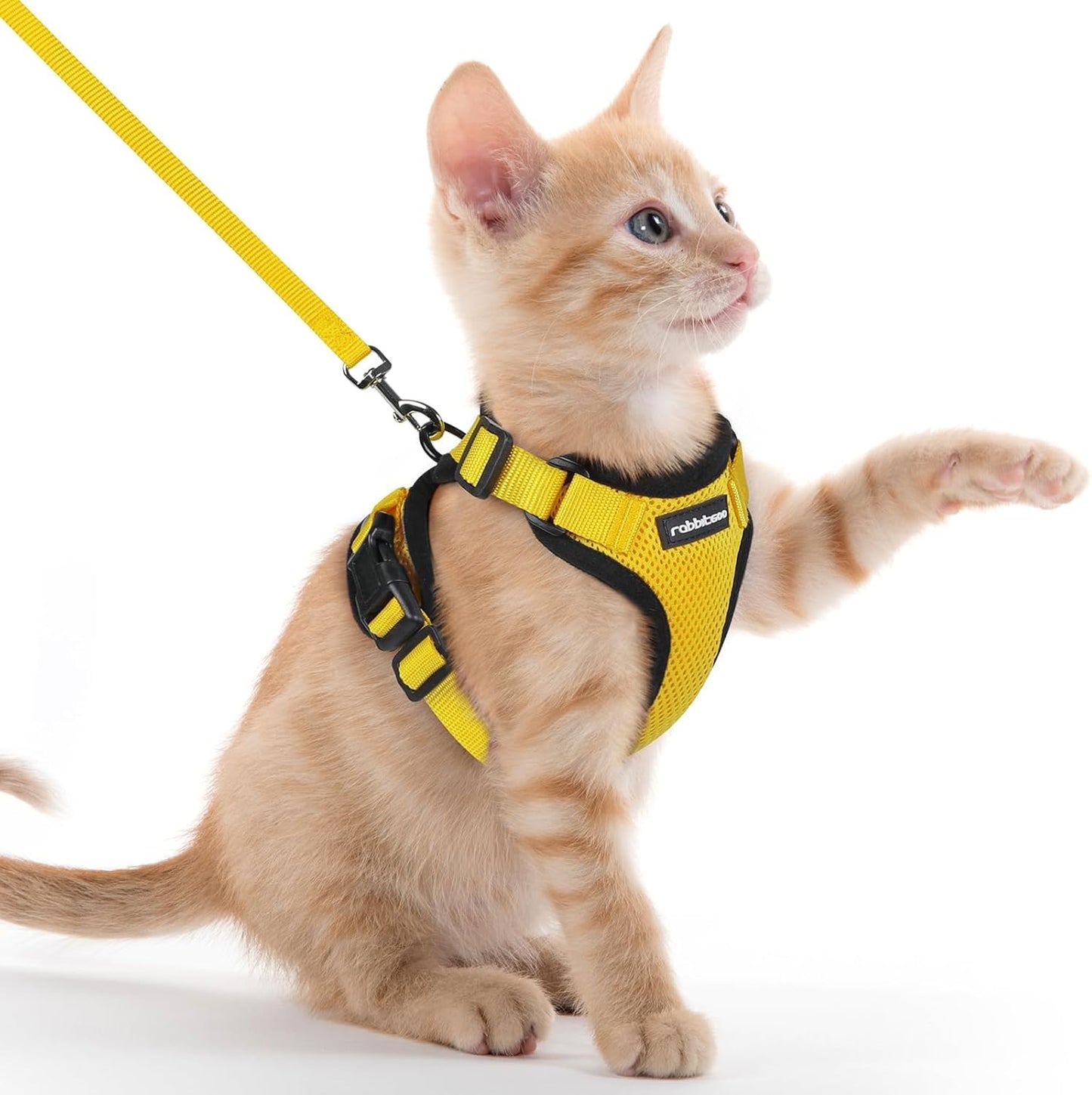 rabbitgoo Cat Harness and Leash for Walking, Escape Proof Soft Adjustable Vest Harnesses for Small Medium Cats, Easy Control Breathable Reflective Strips Jacket, XS, Black