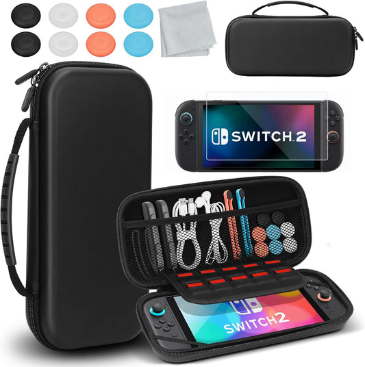 Old Canal Carrying Case for Switch 2, Switch 2 Travel Case with 10 Game Card Slots, Protective Hard Shell Carry Storage Cases for Switch 2 with Screen Protector, Thumb Grips, Screen Cleaning Cloth