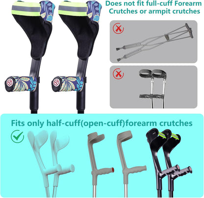 Forearm Crutch Pads and Hand Grip Covers for Open Cuff Crutches