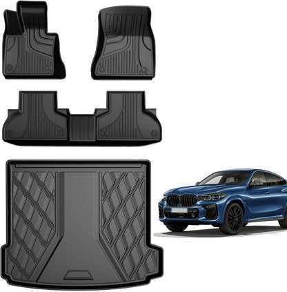 AOMSAZTO Floor Mats & Trunk Mat for 2024 2025 Chevy Equinox EV (Non Fuel),TPE All Weather Protection 2 Rows Car Floor Liners with Cargo Liner for Chevrolet Equinox EV (Non Fuel)