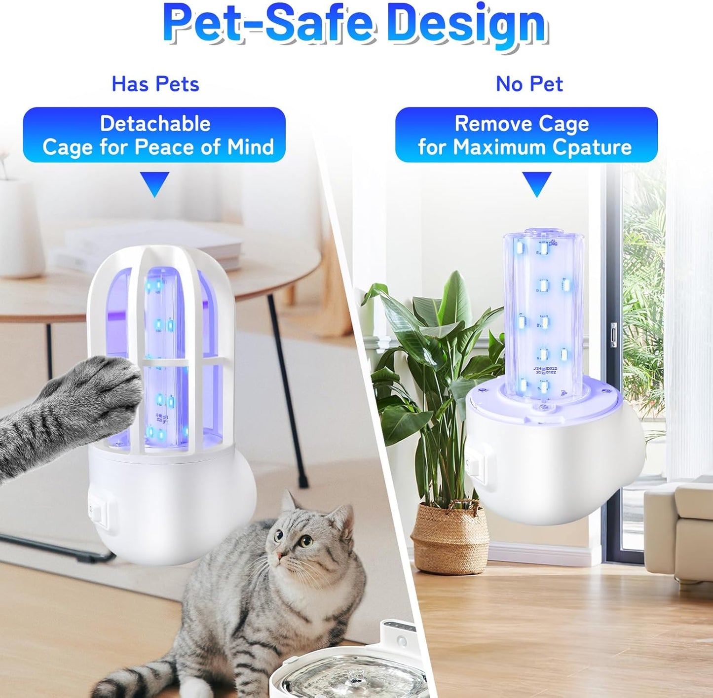 Fruit Fly Trap Indoor, 360 Degree Attracting Fly Trap with Improved LED Light, Sticky Straps Captures Flying Insect, Fruit Flies, Gnats, Mosquitoes, Moth and Houseflies, Refills Included