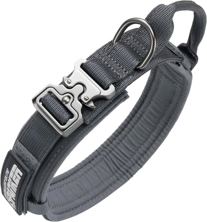 EXCELLENT ELITE SPANKER Tactical Dog Collar Nylon Adjustable K9 Collar Military Dog Collar Heavy Duty Metal Buckle with Handle(Coyote Brown-XL)