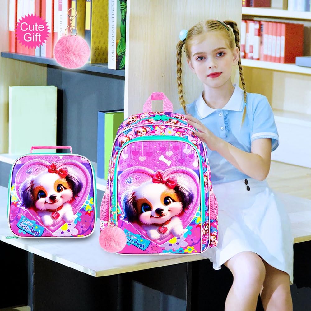 3pcs Backpack for Boys and Girls, 16” Kids Kindergarten Bookbag with Lunch Box, Cute Elementary Backpacks for Boy Girl