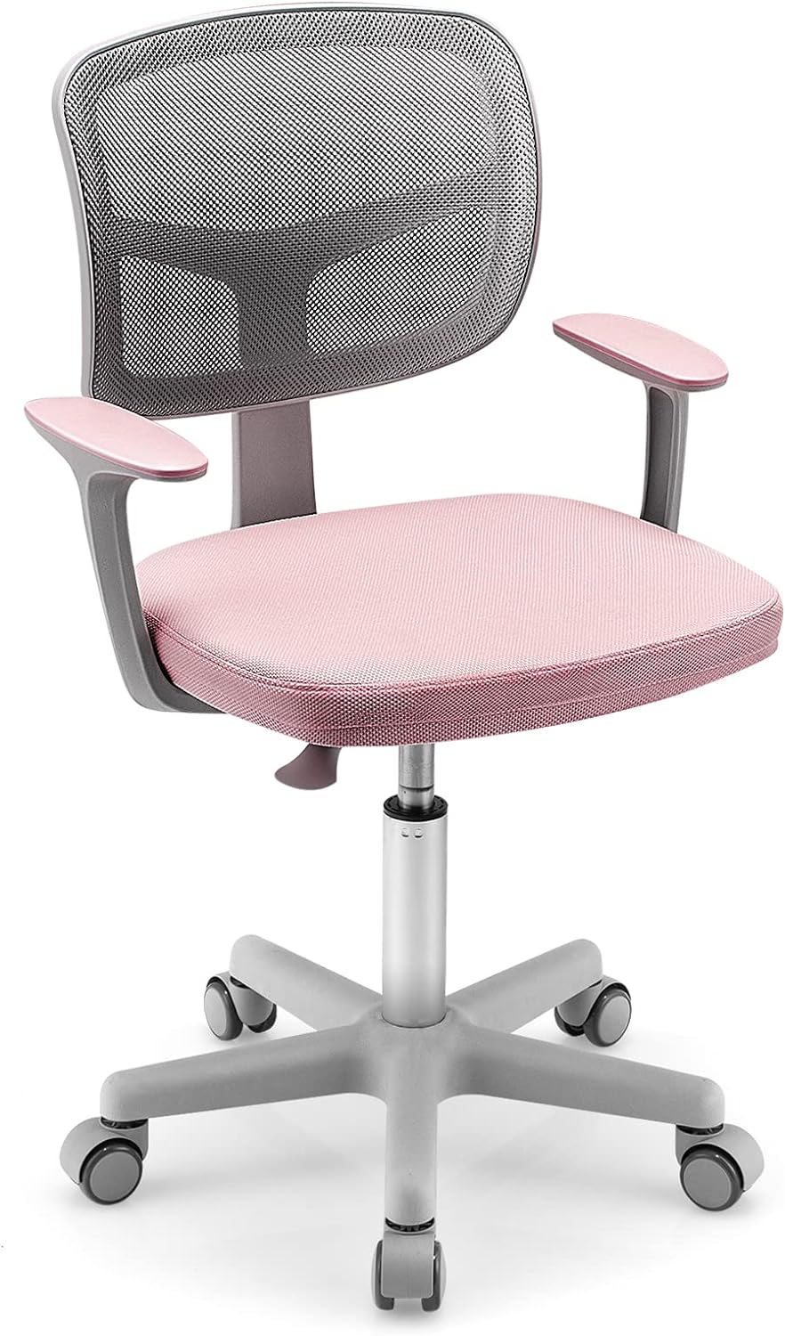 Costzon Kids Desk Chair, Children Study Computer Chair with Adjustable Height, Lumbar Support, Smooth Casters, Swivel Mesh Seat, Ergonomic Kids Task Chair for 4-12, Home, School, Office (Grey)