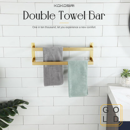 KOKOSIRI Towel Bars Black Bath Towel Holders 20 Inches Bathroom 2-Tiers Ladder Towel Rails Wall Mounted Towels Shelves Rack Stainless Steel, B5008BK-L20