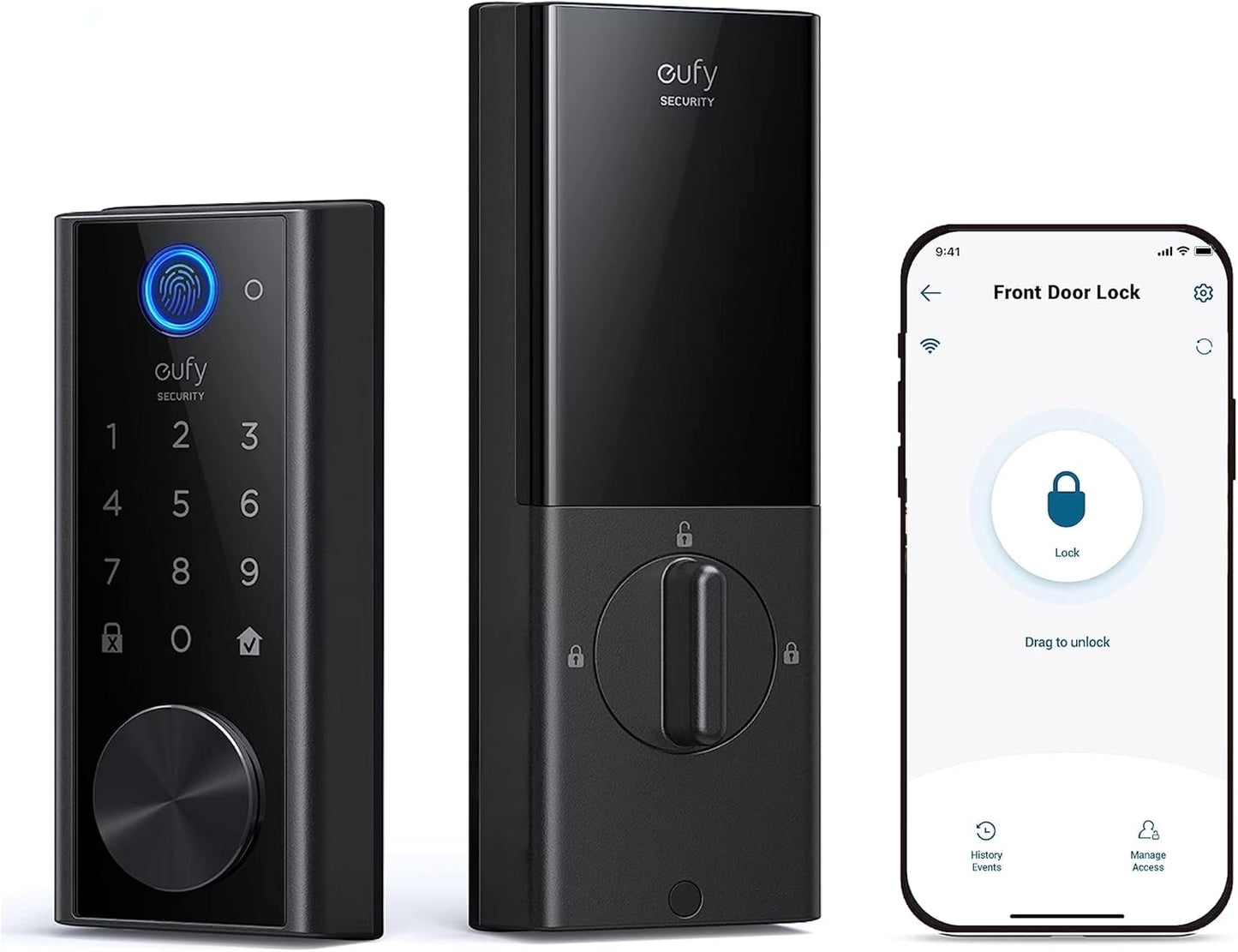 eufy Security Smart Lock S230 - Keyless Fingerprint Lock with Wi-Fi, Remote Access, IP65 Weatherproof, BHMA Certified (E130 Updated Version)