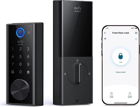 eufy Security Smart Lock S230 - Keyless Fingerprint Lock with Wi-Fi, Remote Access, IP65 Weatherproof, BHMA Certified (E130 Updated Version) - PuriLite