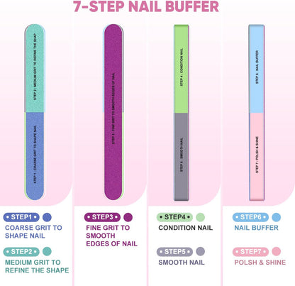 Nail Files and Nail Buffers, Subay 15Pcs Manicure Tools Kit Nail File Kit with 8pcs Nail Files, 3pcs Nail Buffer Blocks,Cuticle Nippers & Pusher Nail Brushes Nail Art Tool Kit for Home Salon
